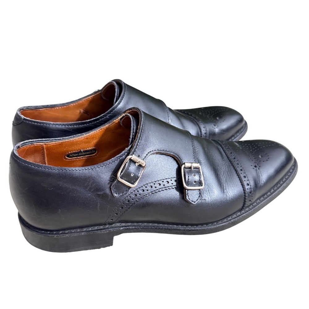 Allen Edmonds St. Johns Double Monk Strap Black Leather Shoes 2924 Mens 9 D